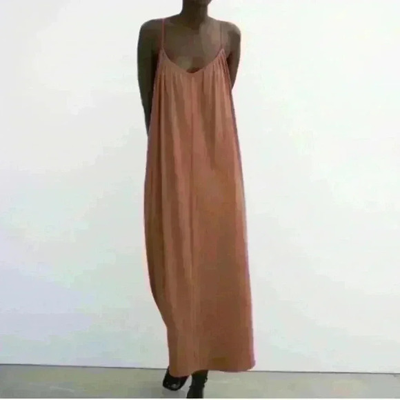 Zara Dresses & Skirts - Zara Mauve Women’s Strappy Rib Maxi Dress Small Low Back